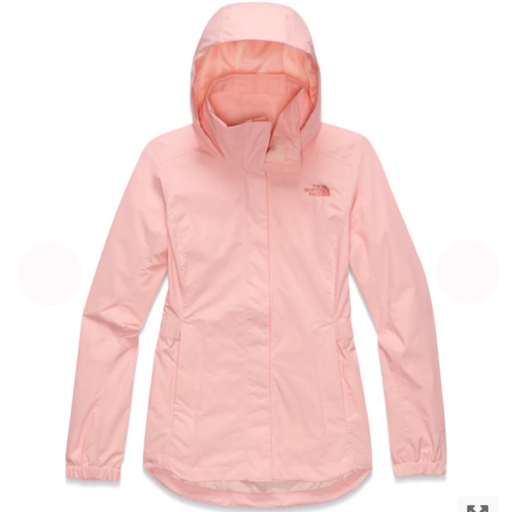 light pink north face ski jacket